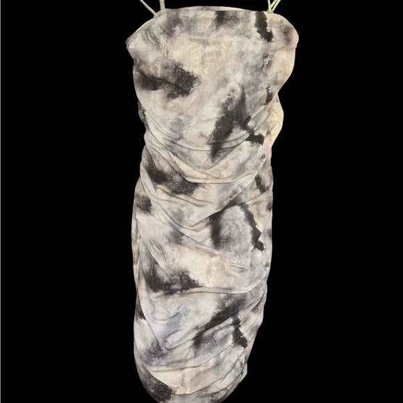 Fiestar Ruched Tie-dye Mini Dress Silver size m - Picture 1 of 4
